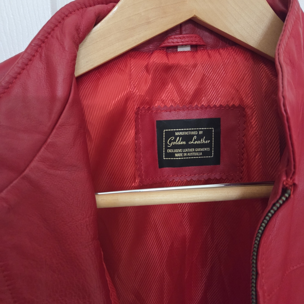 Women's Australian Red Leather Jacket - Picture 2 of 7